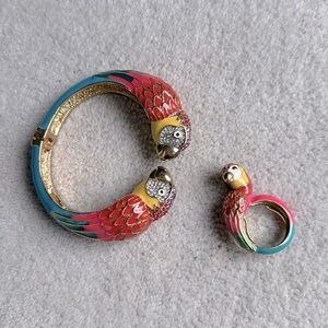 Parrot lover playful bracelet and ring